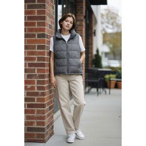 Old Navy Gray Herringbone Quilted Puffer Vest XXL With Zip Closure & Pockets